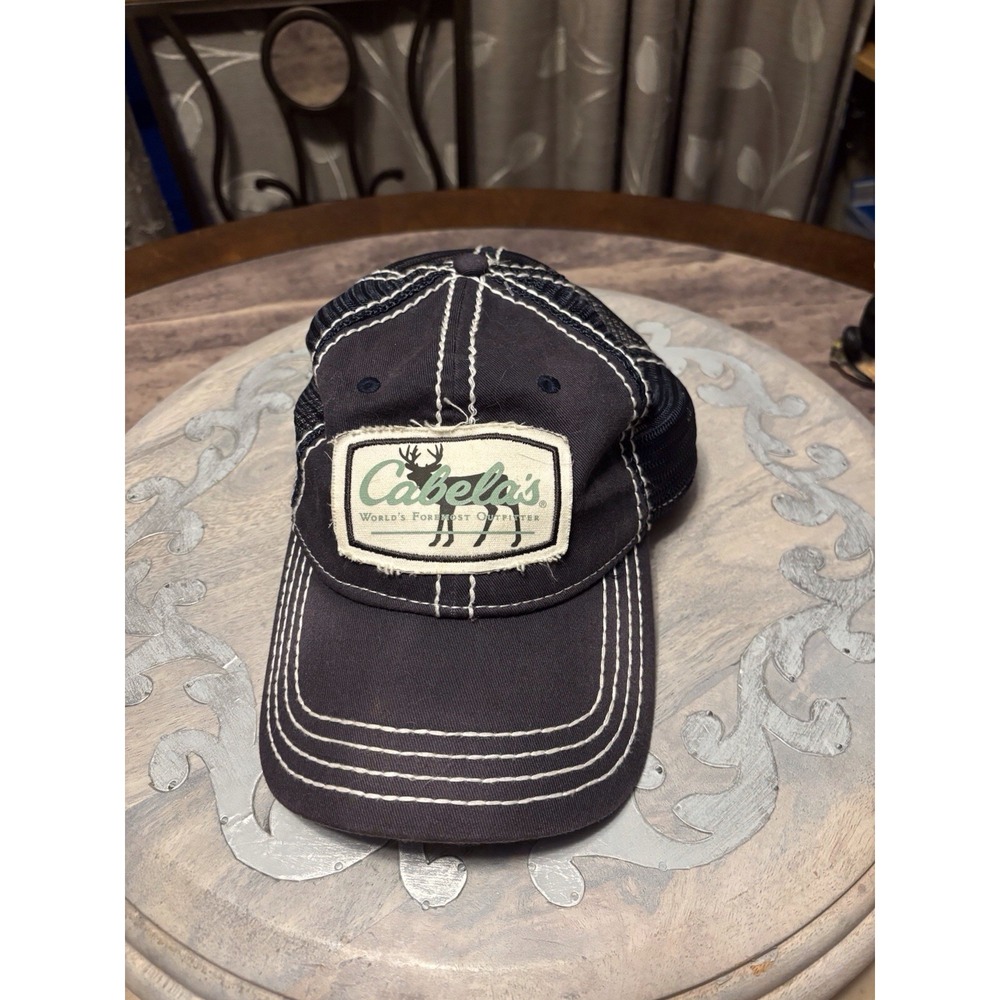 Cabelas Worlds Foremost Outfitters‎ Black With White Stitching SnapBack Cap